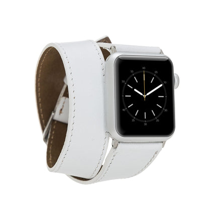 Double Tour Leather Apple Watch Band - TORONATA - color_ White