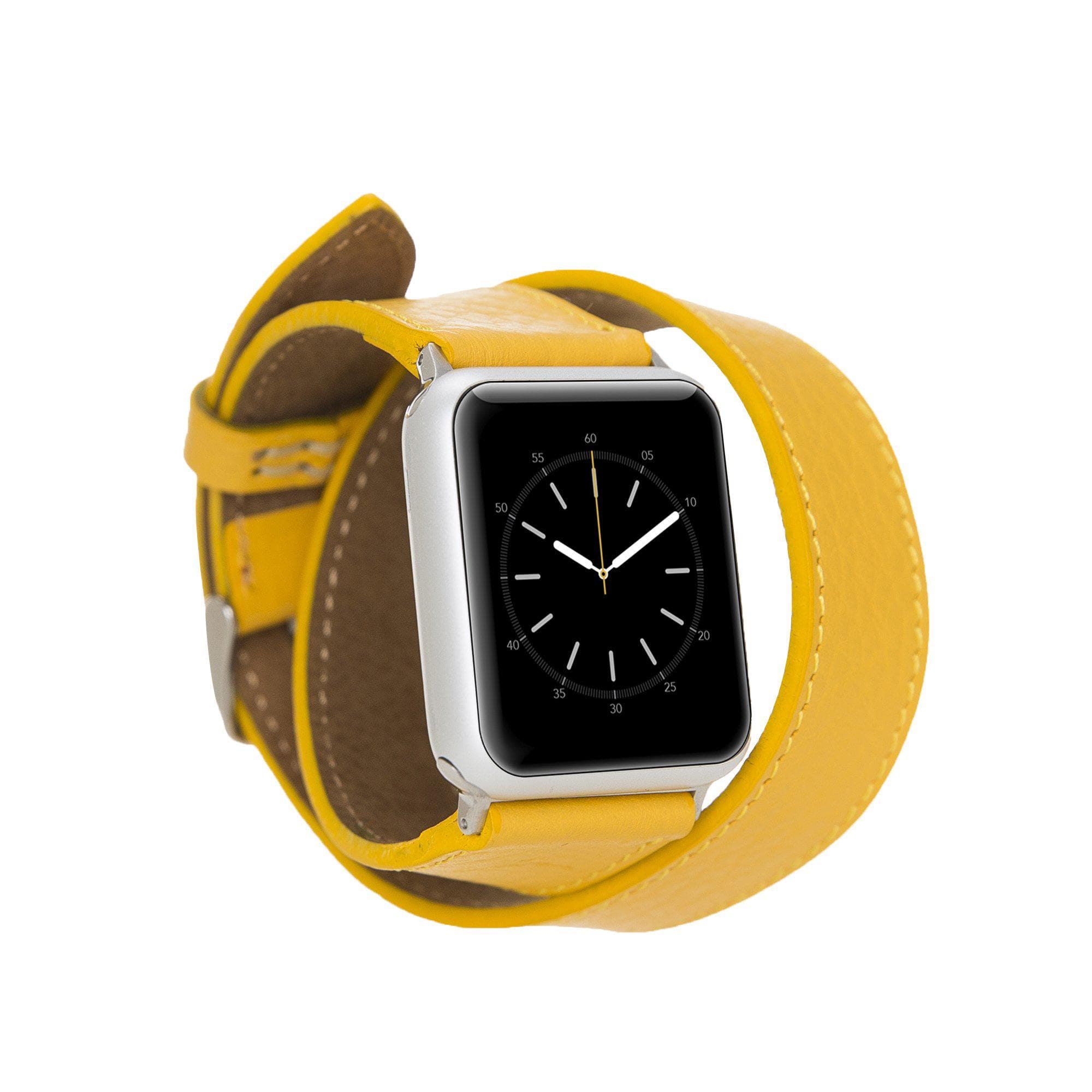 Double Tour Leather Apple Watch Band - TORONATA - color_ Yellow