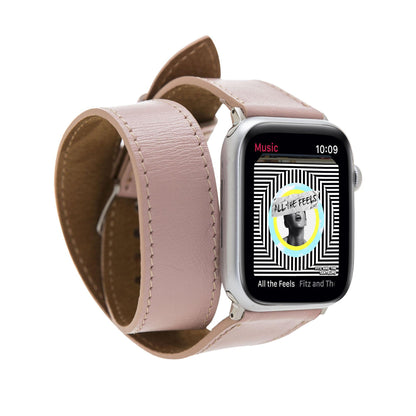 Double Tour Leather Apple Watch Band - TORONATA - color_ Pink