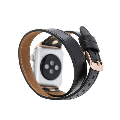Hector Double Tour Leather Apple Watch Band with Gold Trok - TORONATA - color_