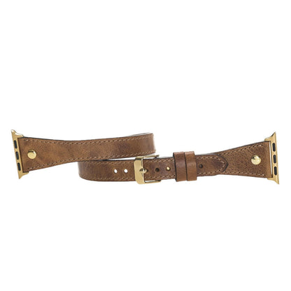 Hector Double Tour Leather Apple Watch Band with Gold Trok - TORONATA - color_