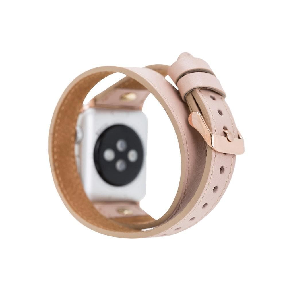 Hector Double Tour Leather Apple Watch Band with Gold Trok - TORONATA - color_