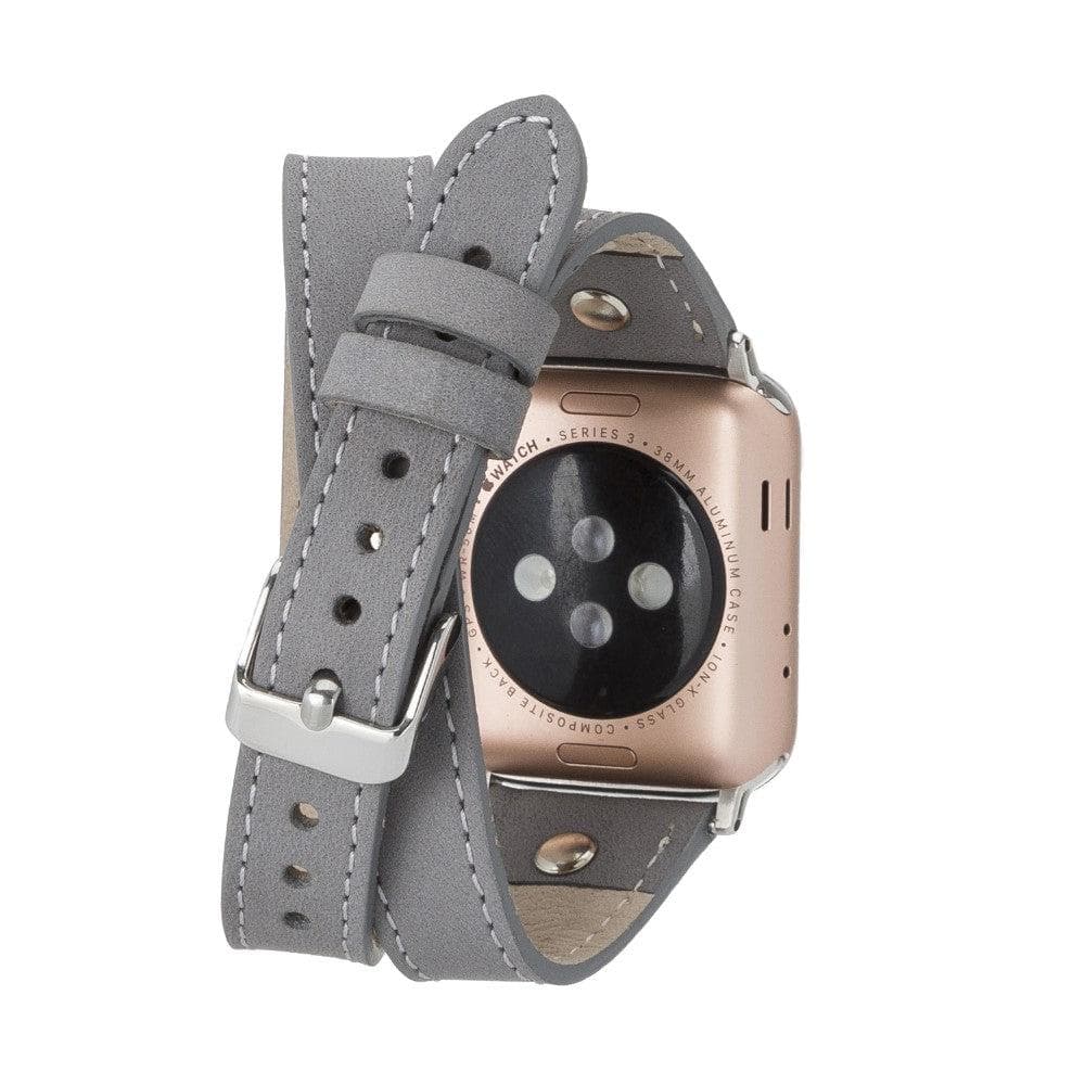 Hector Double Tour Leather Apple Watch Band with Silver Trok - TORONATA - color_