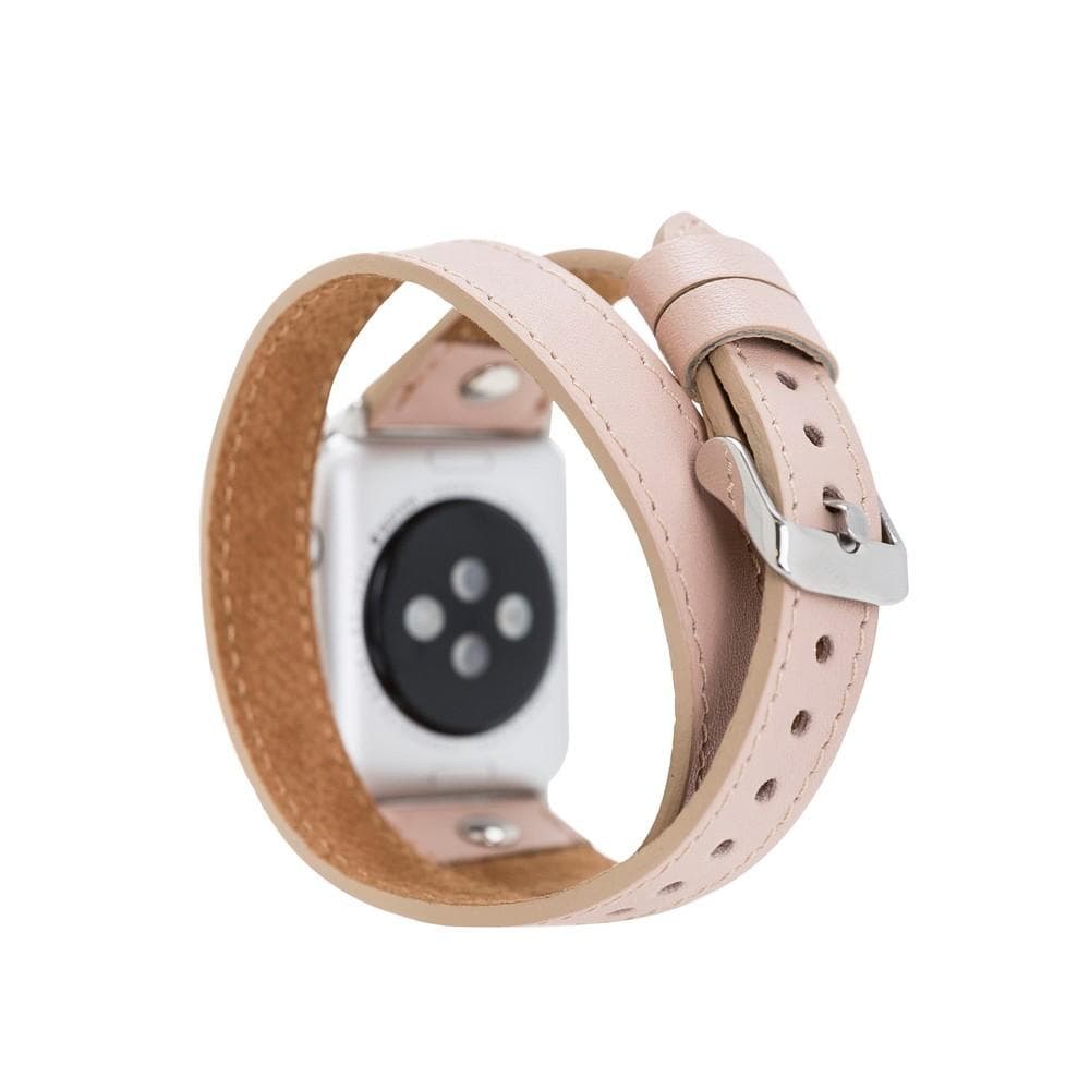 Hector Double Tour Leather Apple Watch Band with Silver Trok - TORONATA - color_