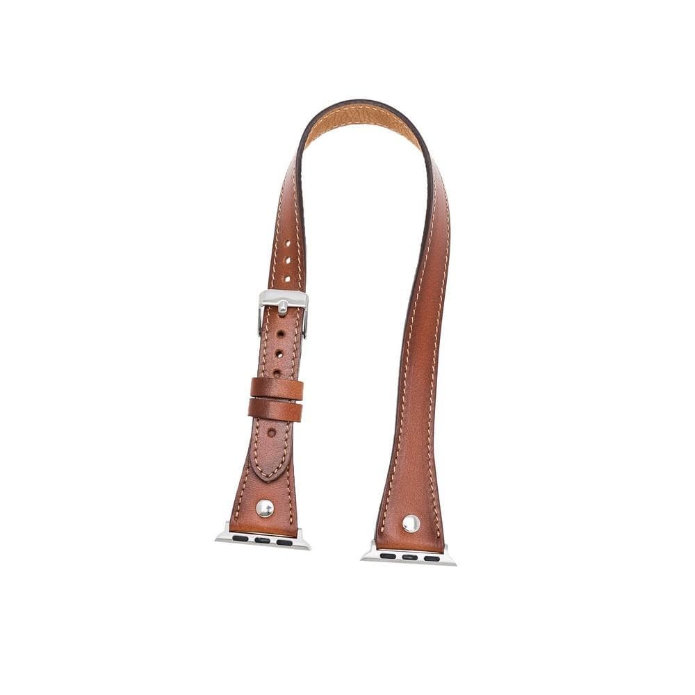 Hector Double Tour Leather Apple Watch Band with Silver Trok - TORONATA - color_