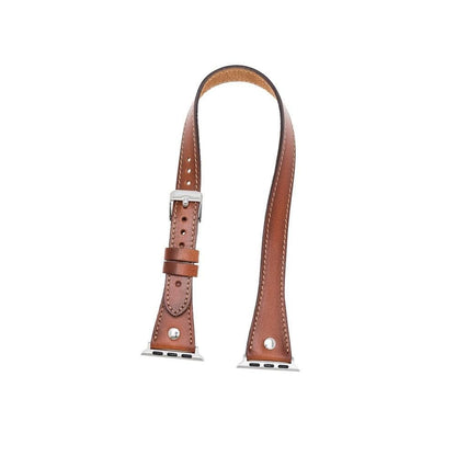 Hector Double Tour Leather Apple Watch Band with Silver Trok - TORONATA - color_
