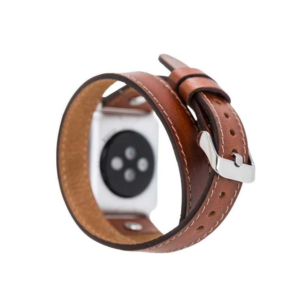 Hector Double Tour Leather Apple Watch Band with Silver Trok - TORONATA - color_