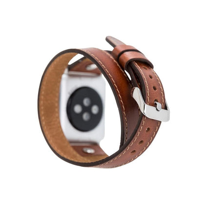 Hector Double Tour Leather Apple Watch Band with Silver Trok - TORONATA - color_