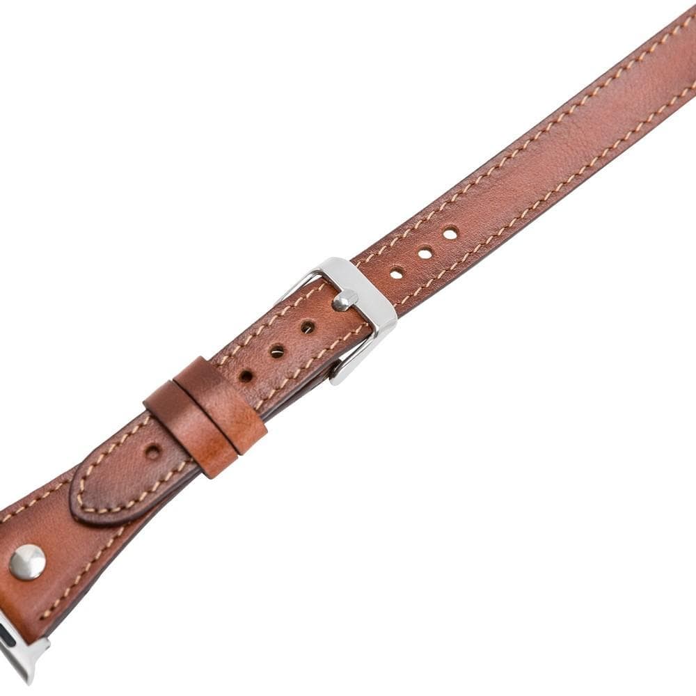 Hector Double Tour Leather Apple Watch Band with Silver Trok - TORONATA - color_