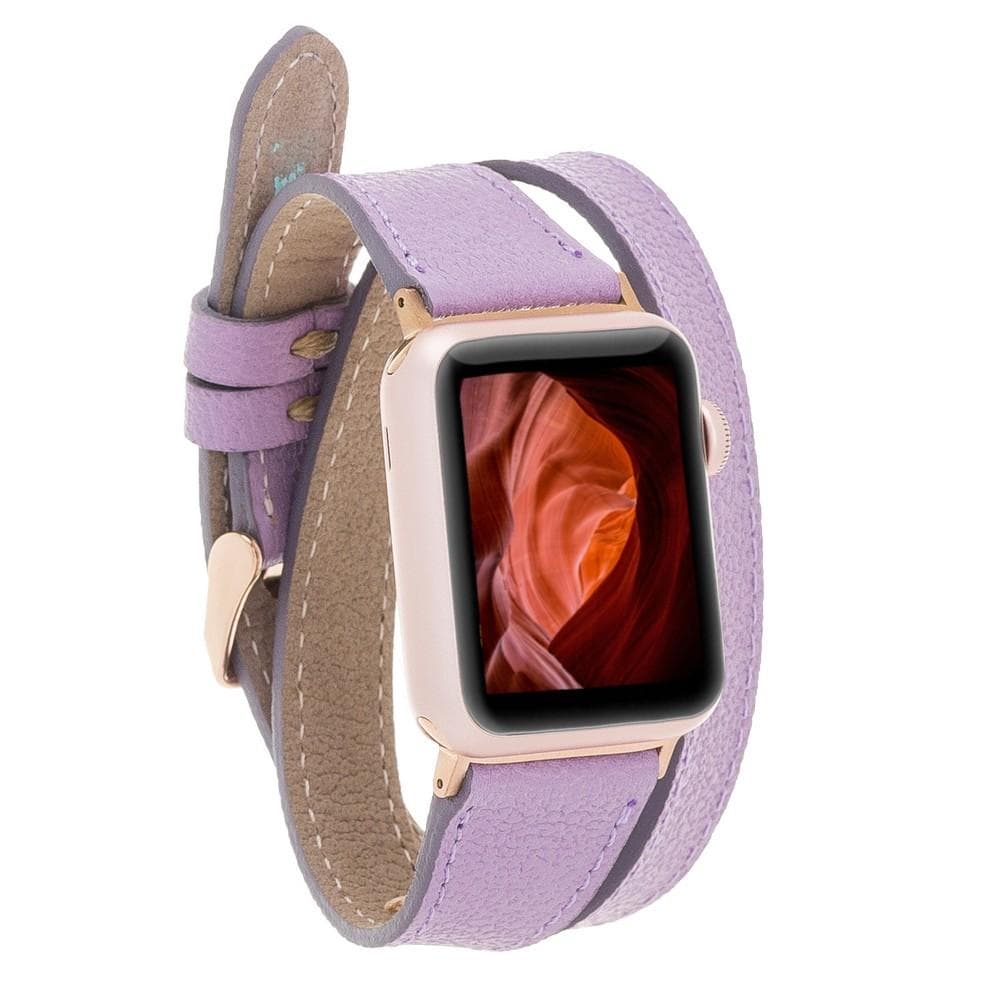 Quantum Slim Double Tour Leather Apple Watch Band - TORONATA - color_ Violet