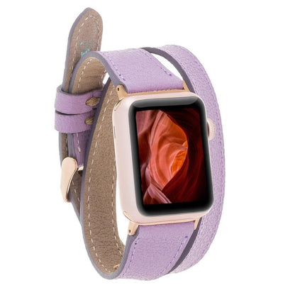 Quantum Slim Double Tour Leather Apple Watch Band - TORONATA - color_ Violet