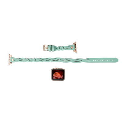 Peggy Ferro Braided Double Tour Rose Gold Trok Style Genuine Leather Apple Watch Band - TORONATA - color_