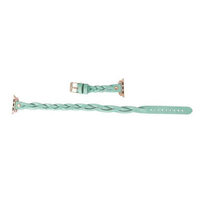 Peggy Ferro Braided Double Tour Rose Gold Trok Style Genuine Leather Apple Watch Band - TORONATA - color_
