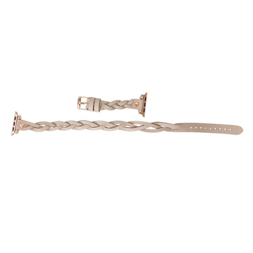 Peggy Ferro Braided Double Tour Rose Gold Trok Style Genuine Leather Apple Watch Band - TORONATA - color_