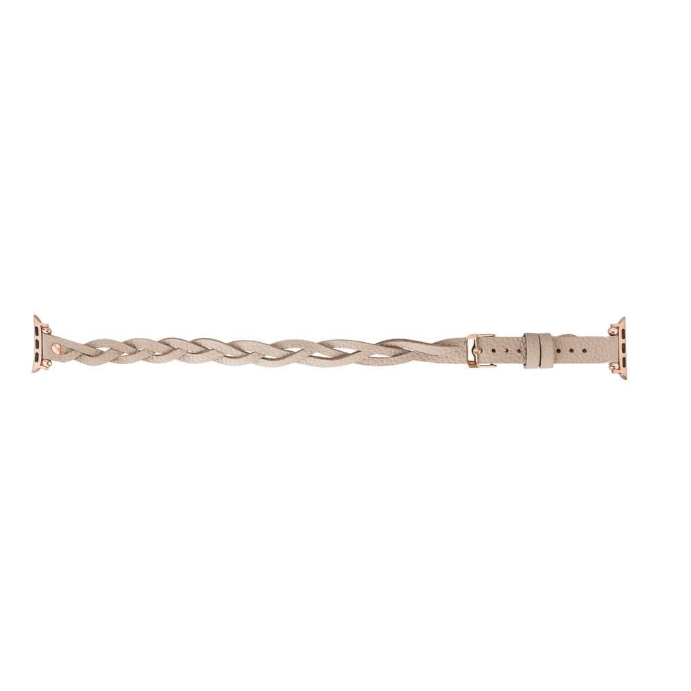 Peggy Ferro Braided Double Tour Rose Gold Trok Style Genuine Leather Apple Watch Band - TORONATA - color_