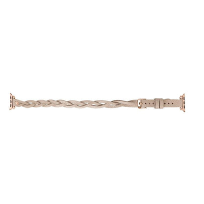 Peggy Ferro Braided Double Tour Rose Gold Trok Style Genuine Leather Apple Watch Band - TORONATA - color_