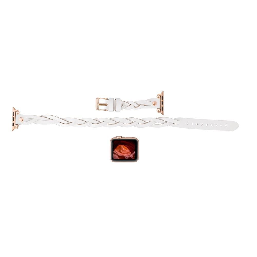 Peggy Ferro Braided Double Tour Rose Gold Trok Style Genuine Leather Apple Watch Band - TORONATA - color_