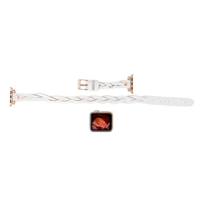 Peggy Ferro Braided Double Tour Rose Gold Trok Style Genuine Leather Apple Watch Band - TORONATA - color_