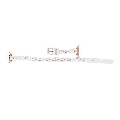Peggy Ferro Braided Double Tour Rose Gold Trok Style Genuine Leather Apple Watch Band - TORONATA - color_