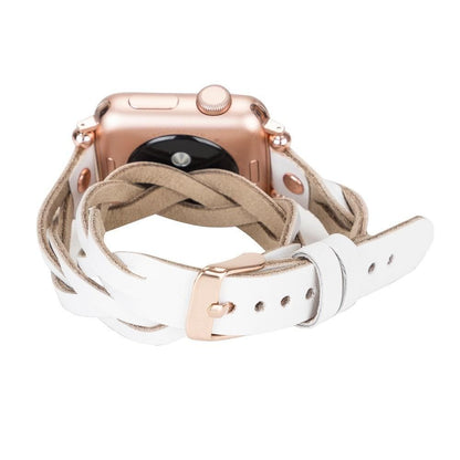 Peggy Ferro Braided Double Tour Rose Gold Trok Style Genuine Leather Apple Watch Band - TORONATA - color_