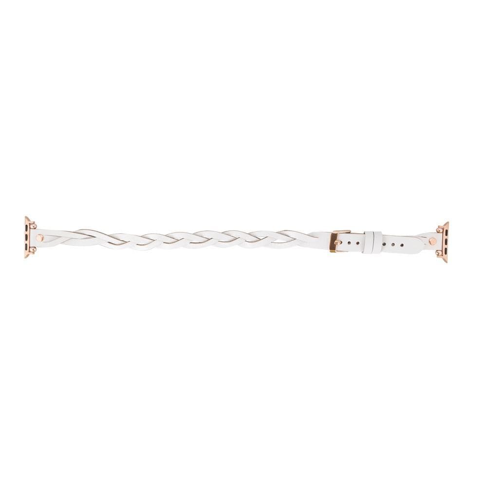 Peggy Ferro Braided Double Tour Rose Gold Trok Style Genuine Leather Apple Watch Band - TORONATA - color_