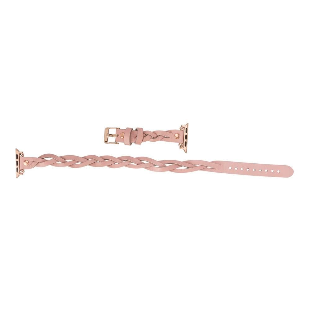 Peggy Ferro Braided Double Tour Rose Gold Trok Style Genuine Leather Apple Watch Band - TORONATA - color_