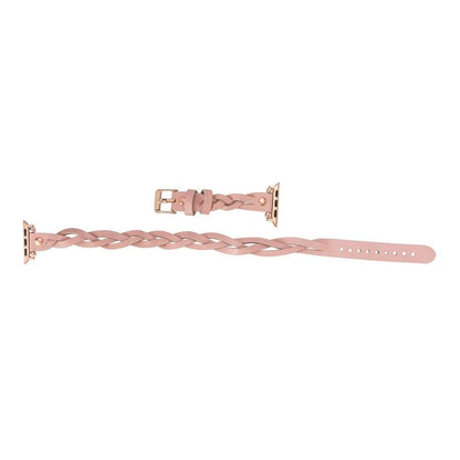 Peggy Ferro Braided Double Tour Rose Gold Trok Style Genuine Leather Apple Watch Band - TORONATA - color_