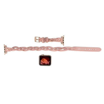 Peggy Ferro Braided Double Tour Rose Gold Trok Style Genuine Leather Apple Watch Band - TORONATA - color_