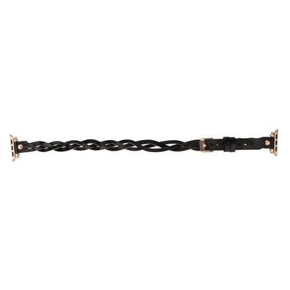 Peggy Ferro Braided Double Tour Rose Gold Trok Style Genuine Leather Apple Watch Band - TORONATA - color_