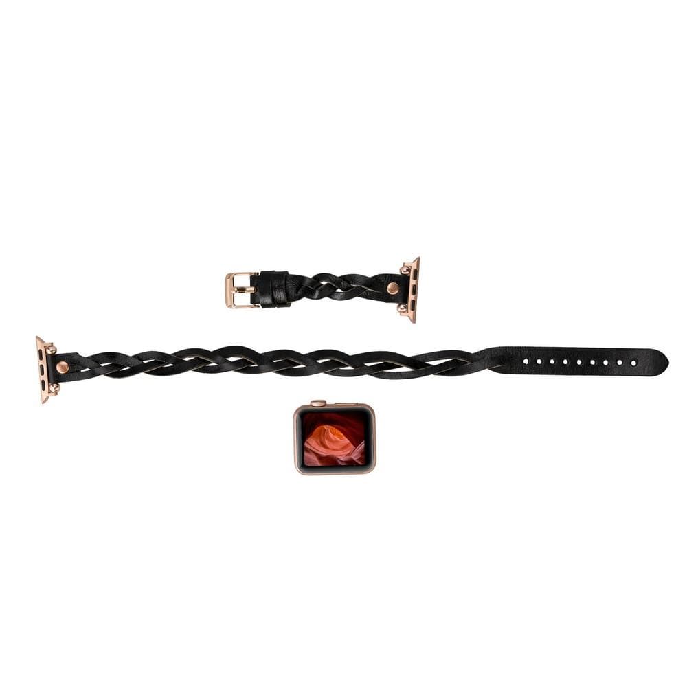 Peggy Ferro Braided Double Tour Rose Gold Trok Style Genuine Leather Apple Watch Band - TORONATA - color_