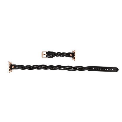 Peggy Ferro Braided Double Tour Rose Gold Trok Style Genuine Leather Apple Watch Band - TORONATA - color_