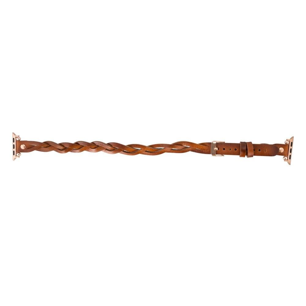 Peggy Ferro Braided Double Tour Rose Gold Trok Style Genuine Leather Apple Watch Band - TORONATA - color_