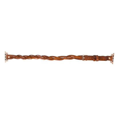 Peggy Ferro Braided Double Tour Rose Gold Trok Style Genuine Leather Apple Watch Band - TORONATA - color_