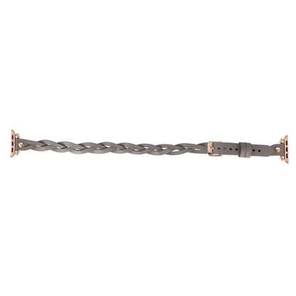 Peggy Ferro Braided Double Tour Rose Gold Trok Style Genuine Leather Apple Watch Band - TORONATA - color_