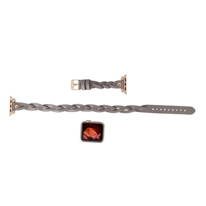 Peggy Ferro Braided Double Tour Rose Gold Trok Style Genuine Leather Apple Watch Band - TORONATA - color_