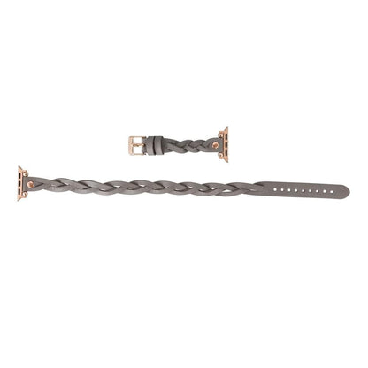 Peggy Ferro Braided Double Tour Rose Gold Trok Style Genuine Leather Apple Watch Band - TORONATA - color_