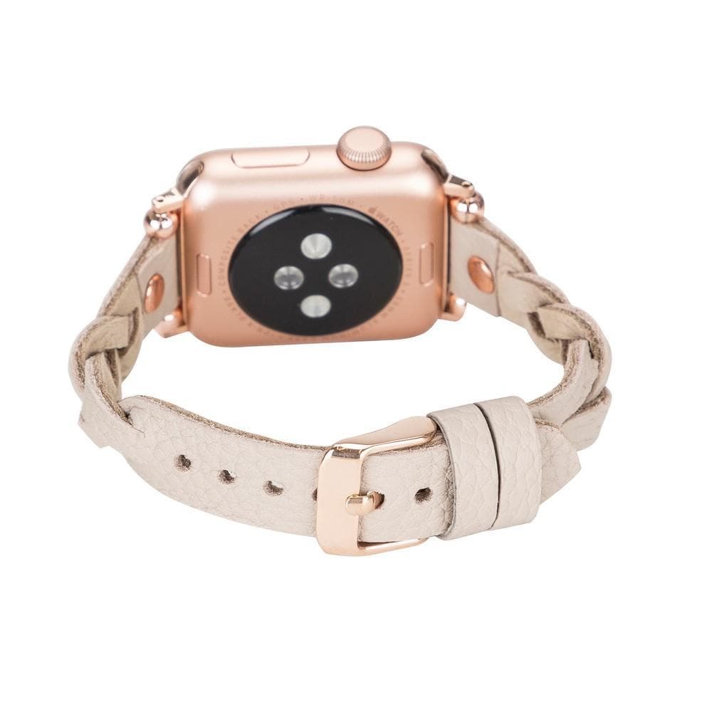 Wanda Ferro Braided Rose Gold Trok Style Leather Apple Watch Band - TORONATA - color_
