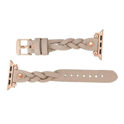 Wanda Ferro Braided Rose Gold Trok Style Leather Apple Watch Band - TORONATA - color_