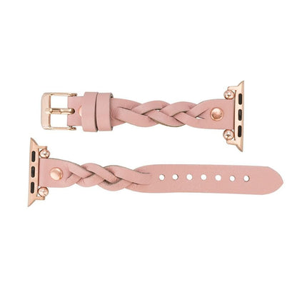 Wanda Ferro Braided Rose Gold Trok Style Leather Apple Watch Band - TORONATA - color_