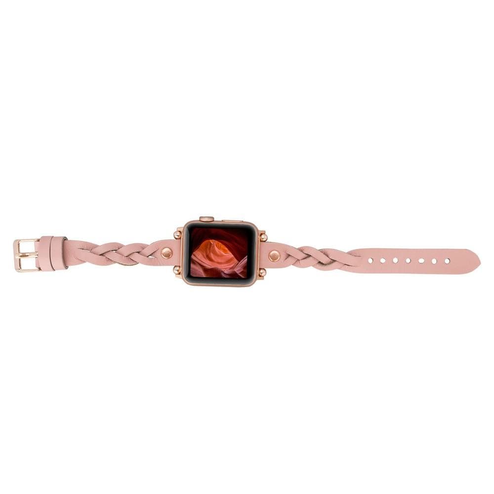 Wanda Ferro Braided Rose Gold Trok Style Leather Apple Watch Band - TORONATA - color_