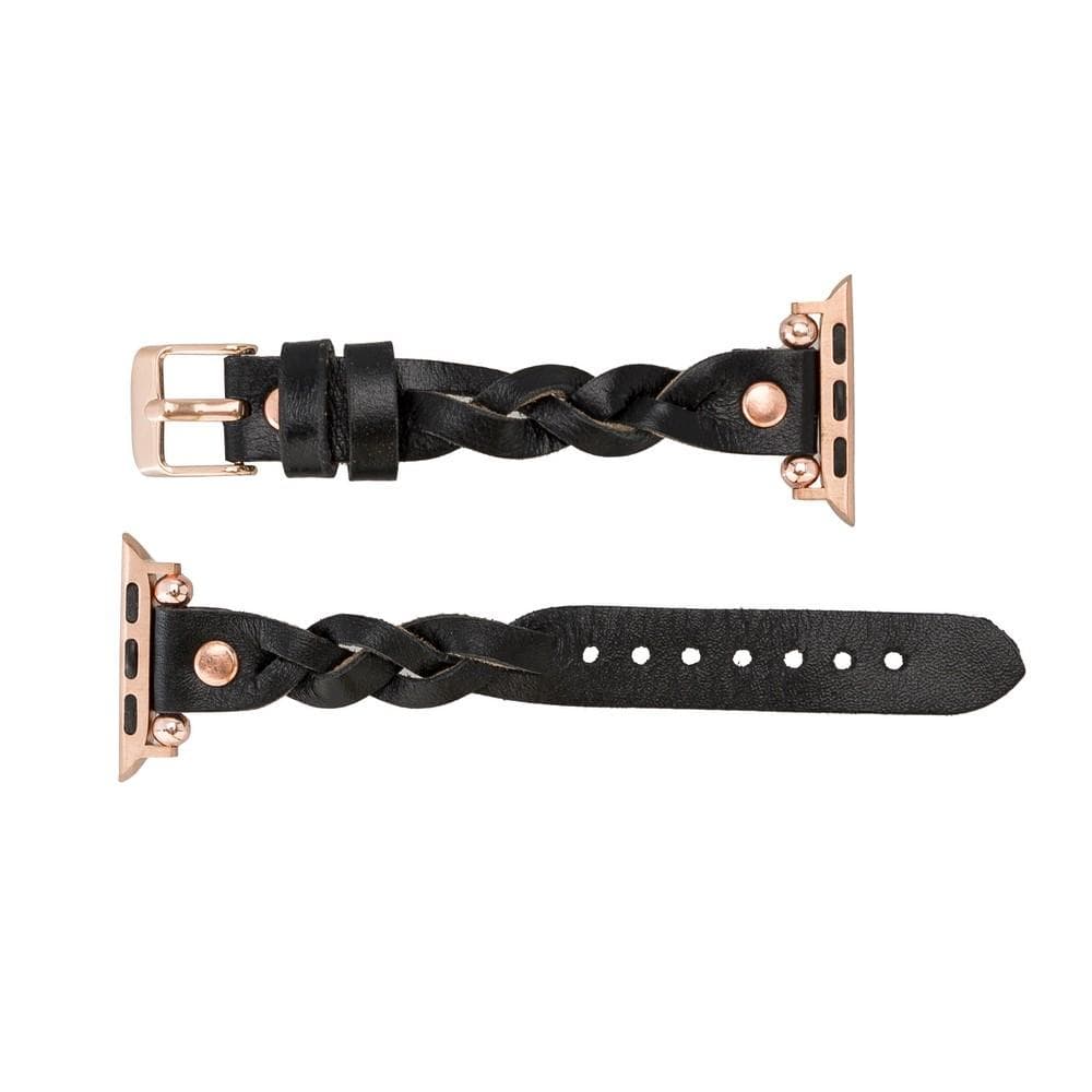 Wanda Ferro Braided Rose Gold Trok Style Leather Apple Watch Band - TORONATA - color_