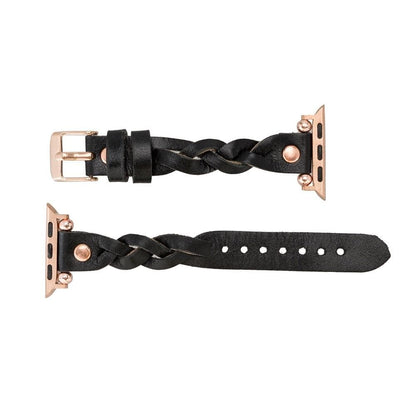 Wanda Ferro Braided Rose Gold Trok Style Leather Apple Watch Band - TORONATA - color_