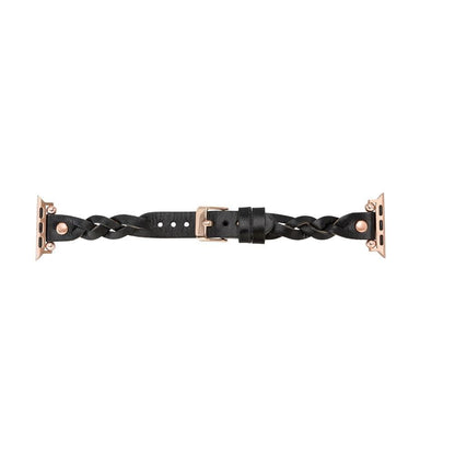 Wanda Ferro Braided Rose Gold Trok Style Leather Apple Watch Band - TORONATA - color_