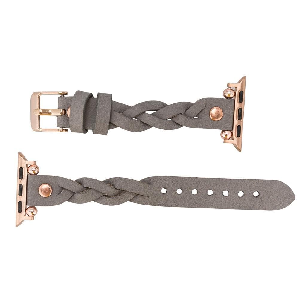 Wanda Ferro Braided Rose Gold Trok Style Leather Apple Watch Band - TORONATA - color_