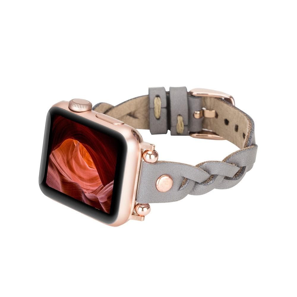 Wanda Ferro Braided Rose Gold Trok Style Leather Apple Watch Band - TORONATA - color_