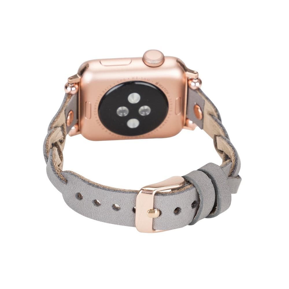 Wanda Ferro Braided Rose Gold Trok Style Leather Apple Watch Band - TORONATA - color_