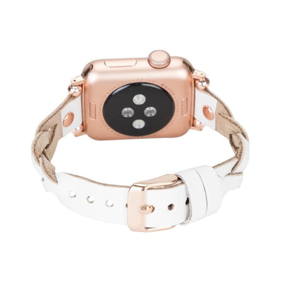 Wanda Ferro Braided Rose Gold Trok Style Leather Apple Watch Band - TORONATA - color_