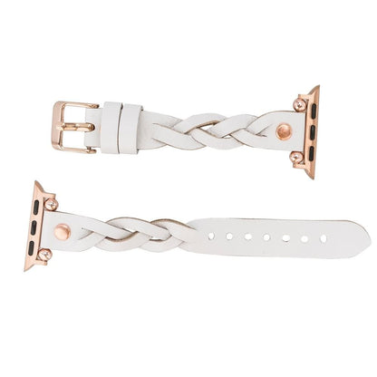 Wanda Ferro Braided Rose Gold Trok Style Leather Apple Watch Band - TORONATA - color_
