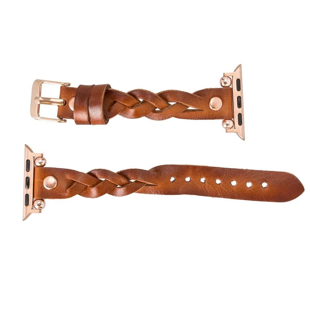 Wanda Ferro Braided Rose Gold Trok Style Leather Apple Watch Band - TORONATA - color_