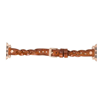Wanda Ferro Braided Rose Gold Trok Style Leather Apple Watch Band - TORONATA - color_